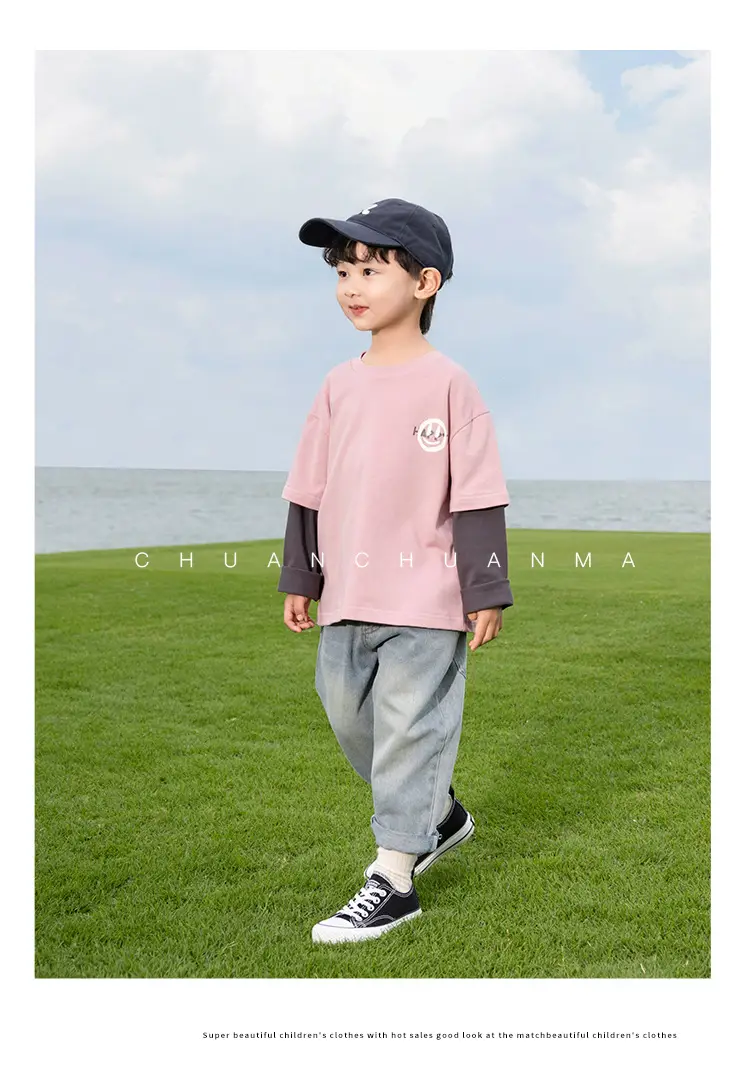 Kids Pink T-Shirt with Smiley Design for Boys — feature 24