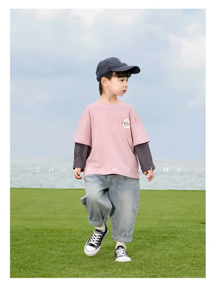 Kids Pink T-Shirt with Smiley Design for Boys — feature 25