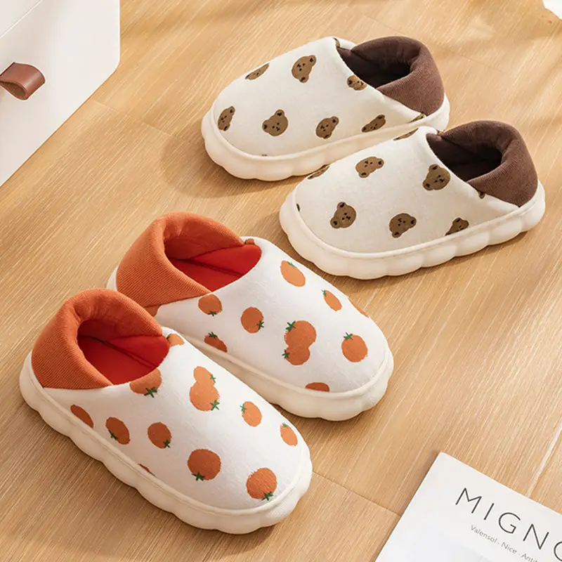 Women's Cotton Slippers Orange Orange Postpartum Autumn Winter - Image 4