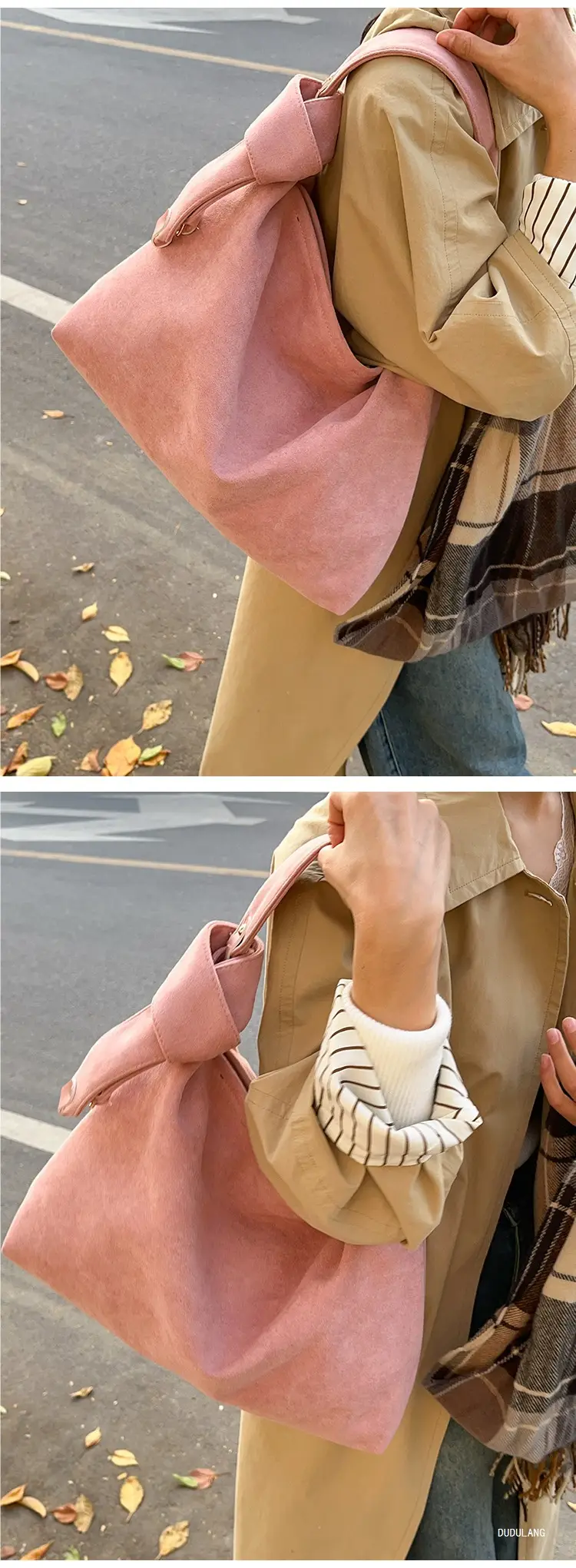2026 Women's Retro Suede Shoulder Bag Large Capacity — feature 12
