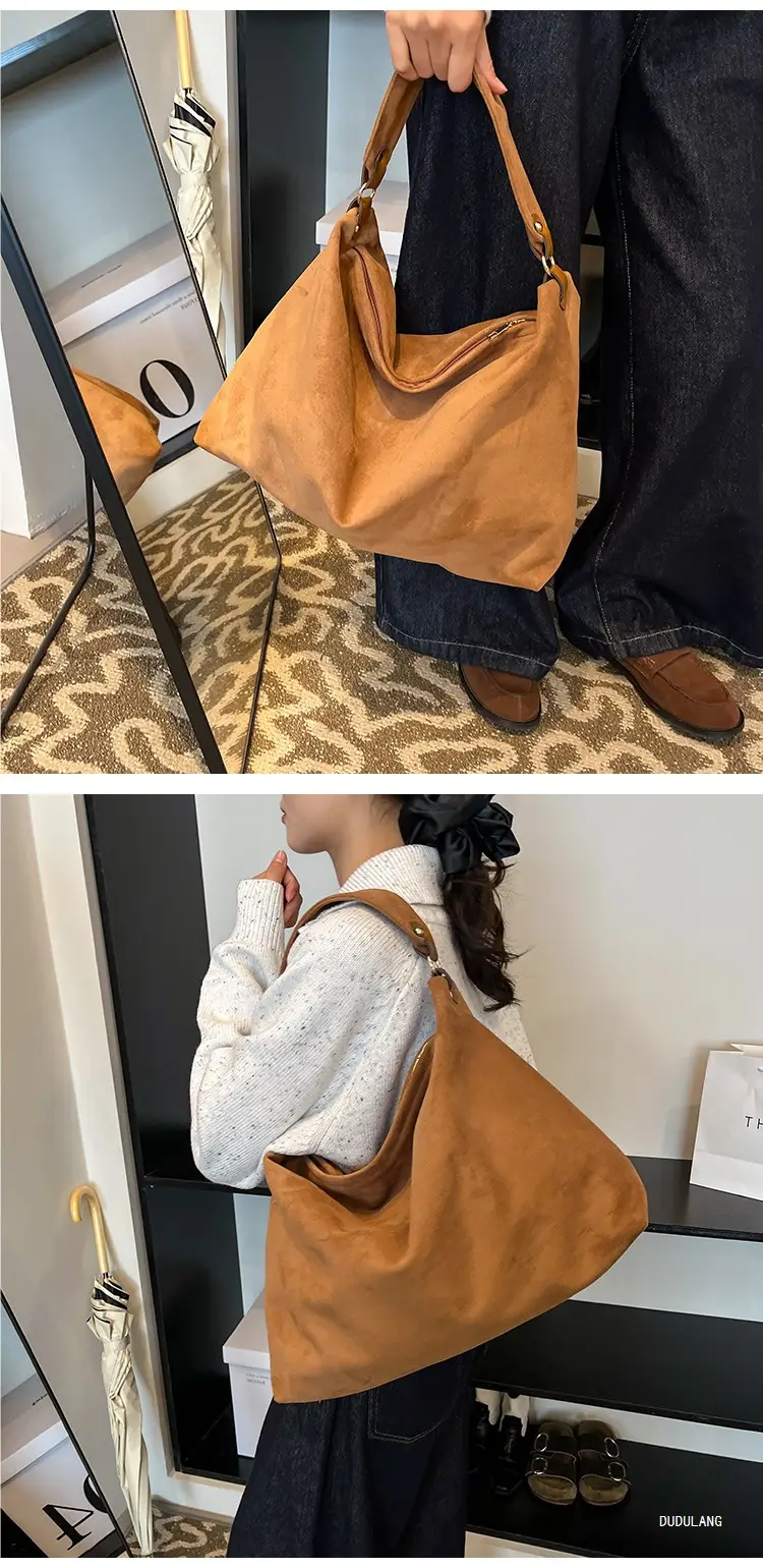 2026 Women's Retro Suede Shoulder Bag Large Capacity — feature 16