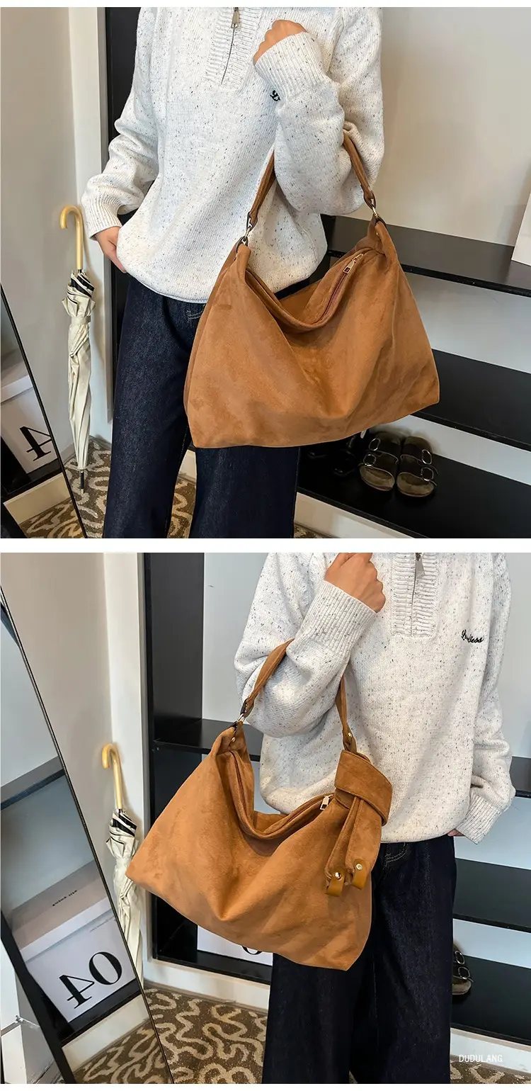 2026 Women's Retro Suede Shoulder Bag Large Capacity — feature 17