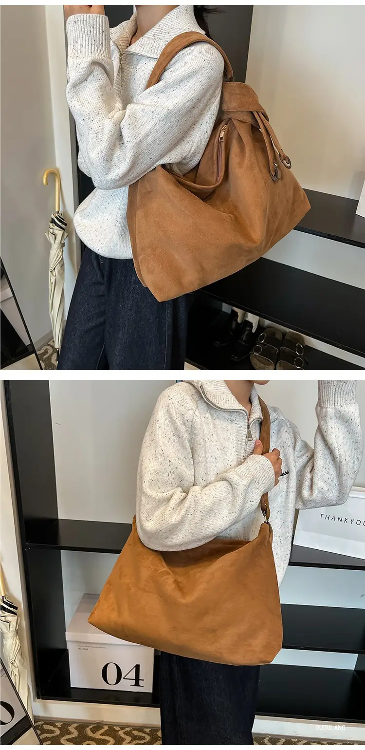 2026 Women's Retro Suede Shoulder Bag Large Capacity — feature 18
