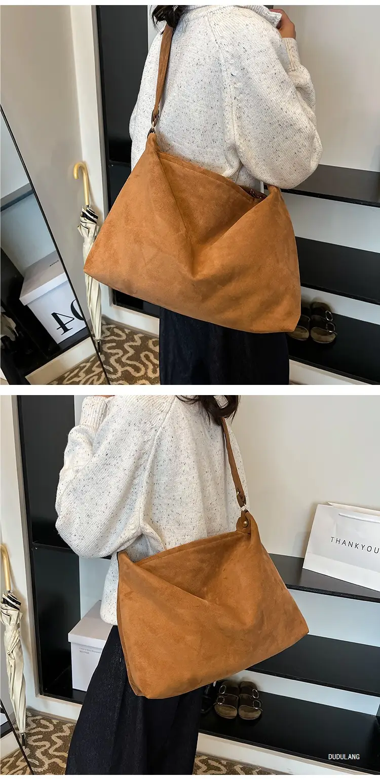 2026 Women's Retro Suede Shoulder Bag Large Capacity — feature 19