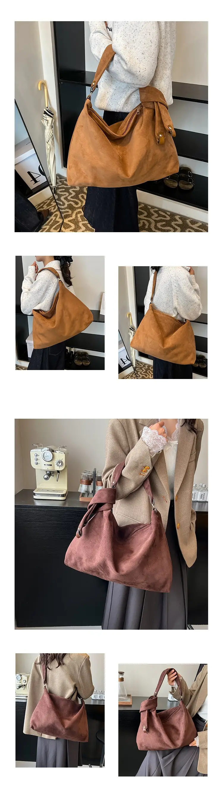 2026 Women's Retro Suede Shoulder Bag Large Capacity — feature 2