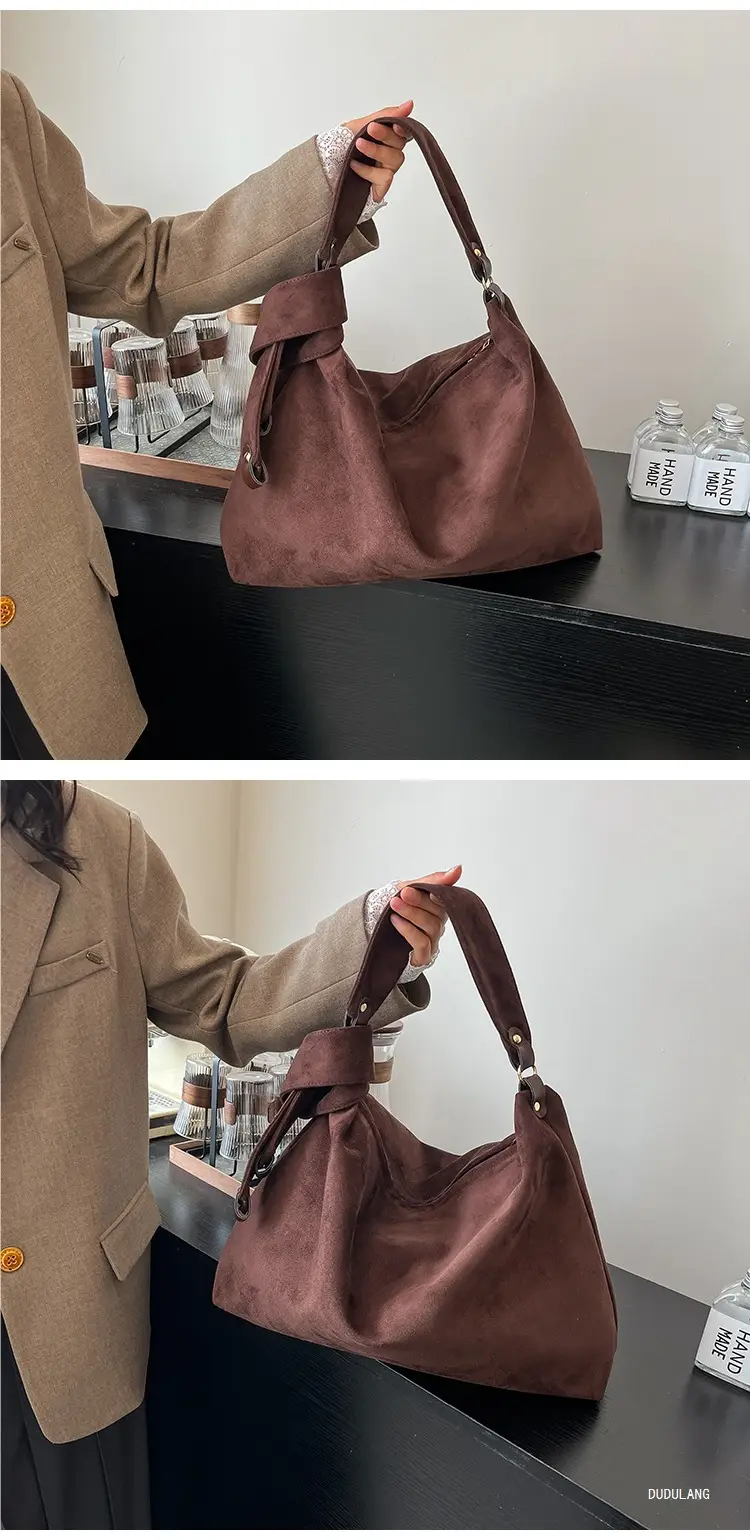 2026 Women's Retro Suede Shoulder Bag Large Capacity — feature 20