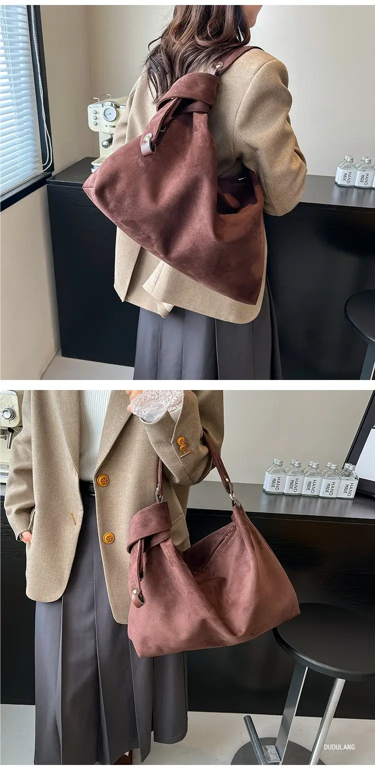 2026 Women's Retro Suede Shoulder Bag Large Capacity — feature 22
