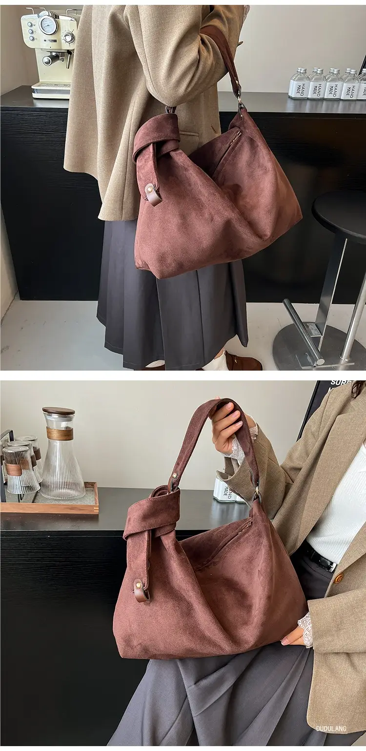 2026 Women's Retro Suede Shoulder Bag Large Capacity — feature 23