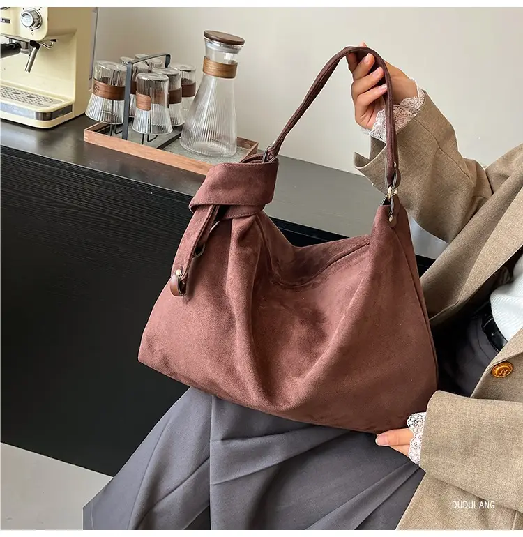 2026 Women's Retro Suede Shoulder Bag Large Capacity — feature 24