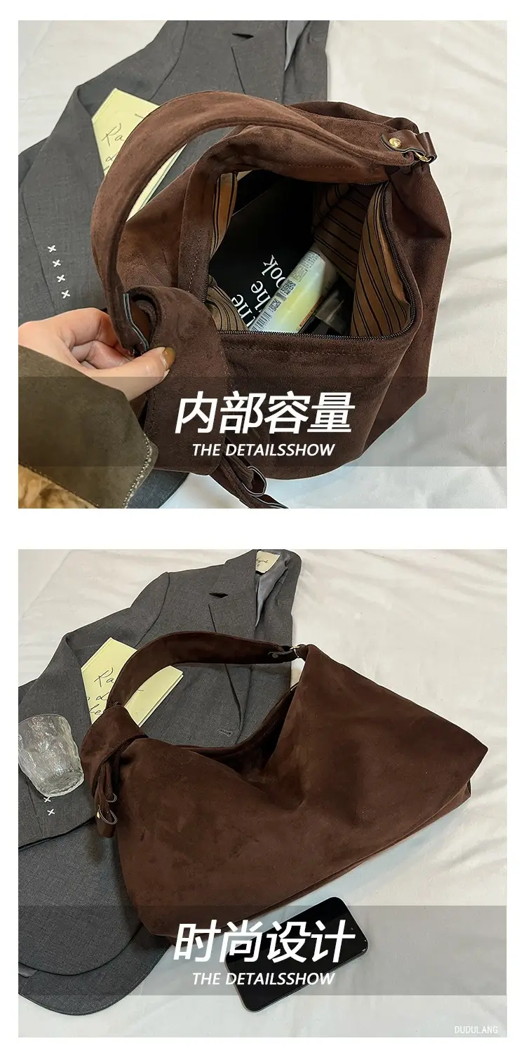 2026 Women's Retro Suede Shoulder Bag Large Capacity — feature 4