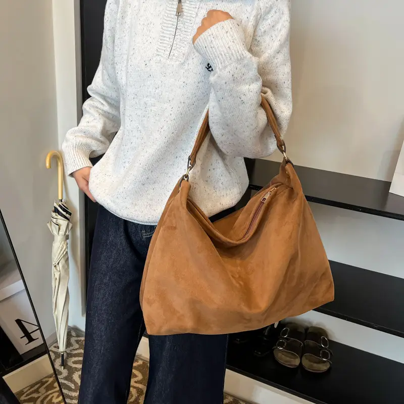 2026 Women's Retro Suede Shoulder Bag Large Capacity - Image 2