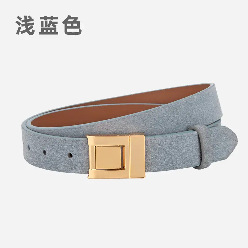 Women's Frosted Square Buckle Leather Belt Brown - Image 10