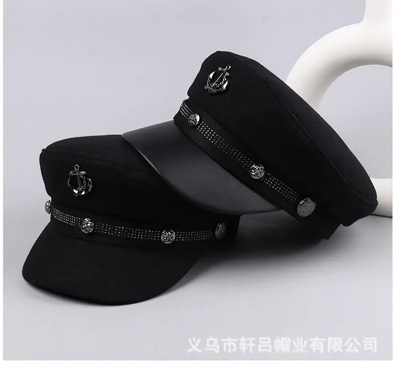 Women Winter Rivet Beret Cap Navy Gray Warm — feature 31