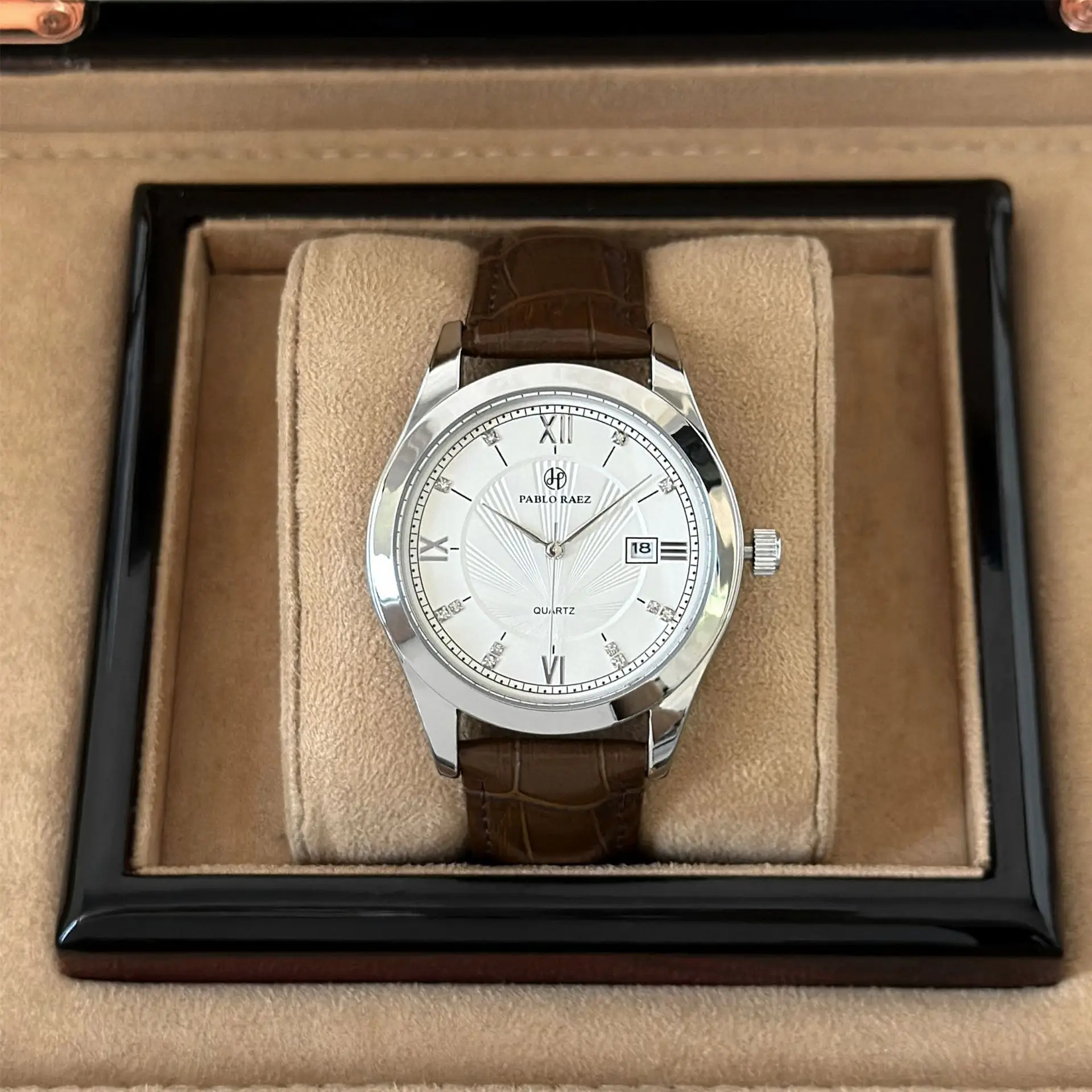 Pablo Raez Brown Men's Watch with Rose Gold Strap - Image 4
