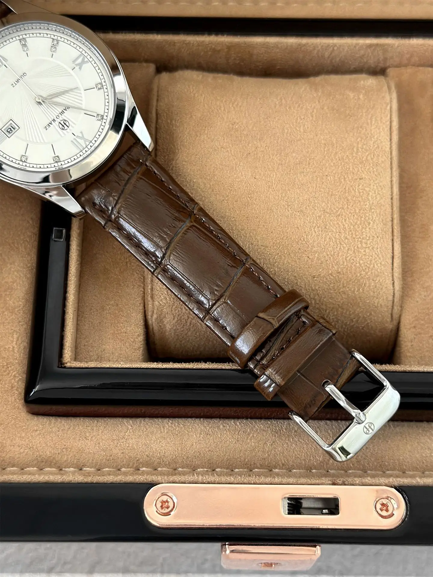 Pablo Raez Brown Men's Watch with Rose Gold Strap — feature 14