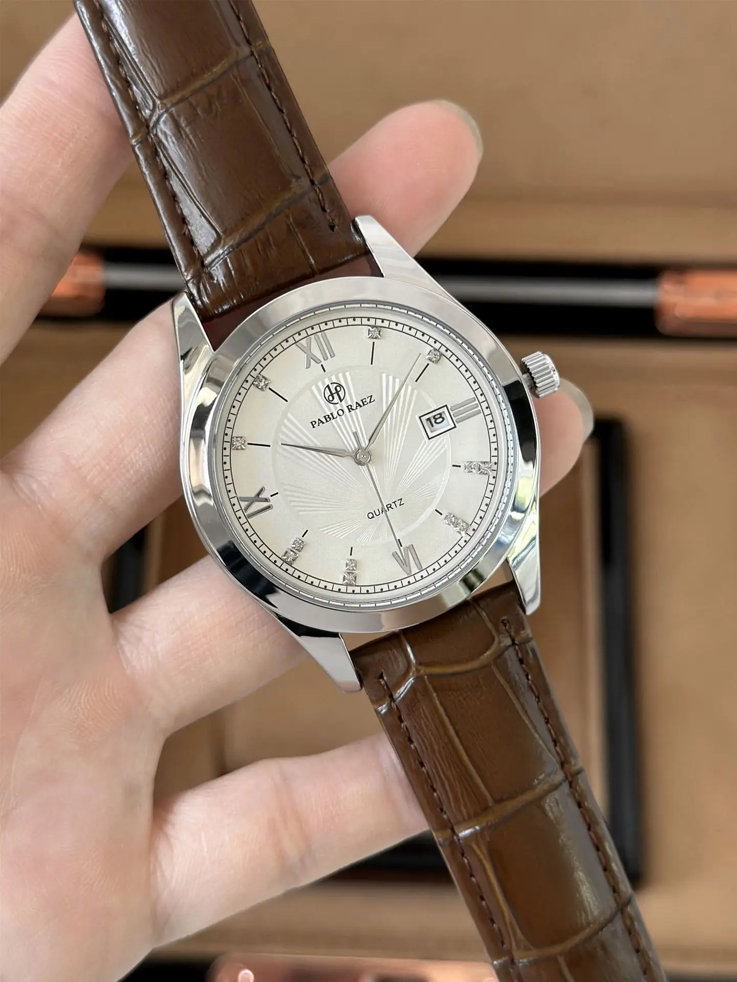 Pablo Raez Brown Men's Watch with Rose Gold Strap — feature 9