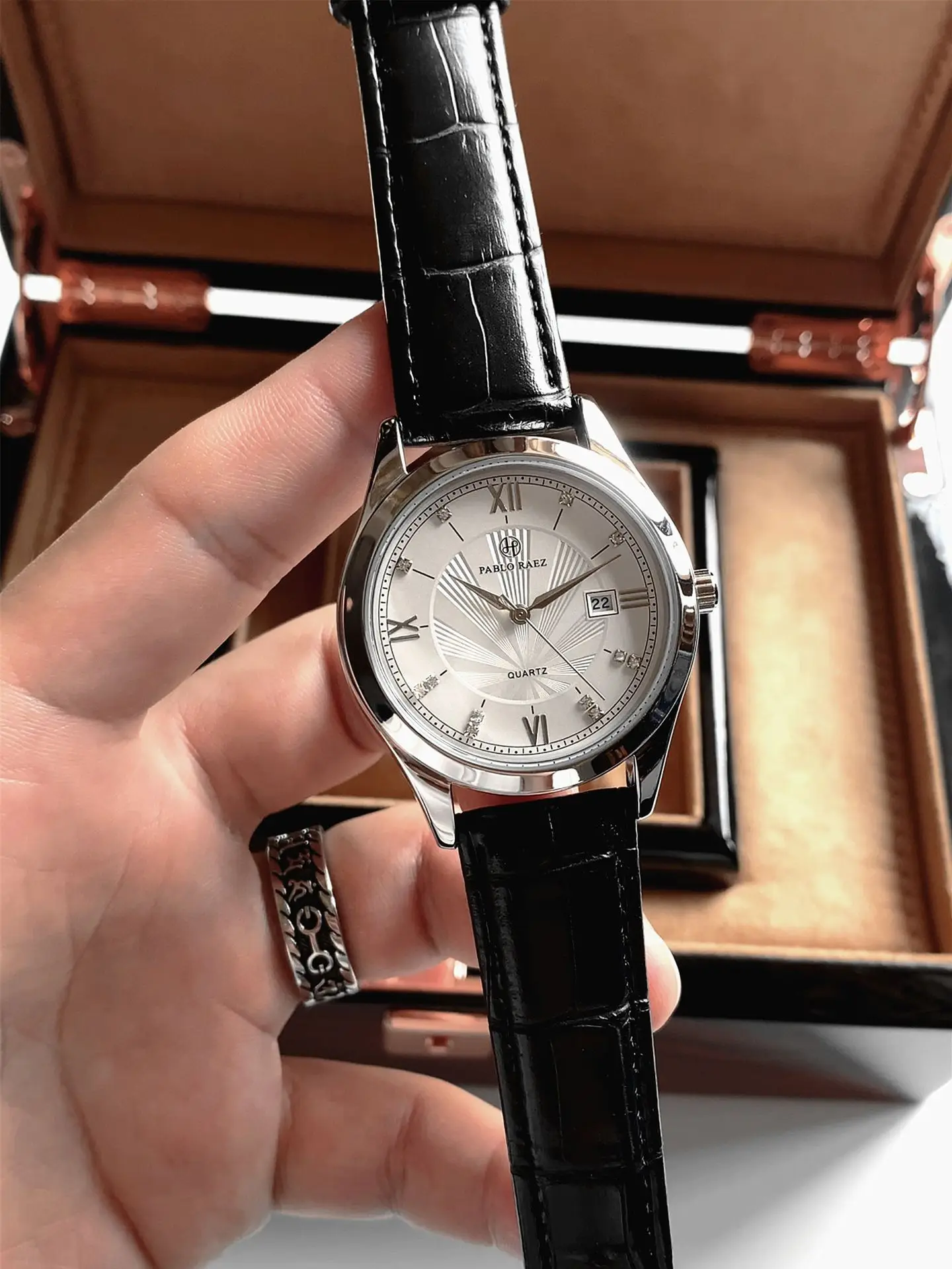 Pablo Raez Brown Men's Watch with Rose Gold Strap - Image 2