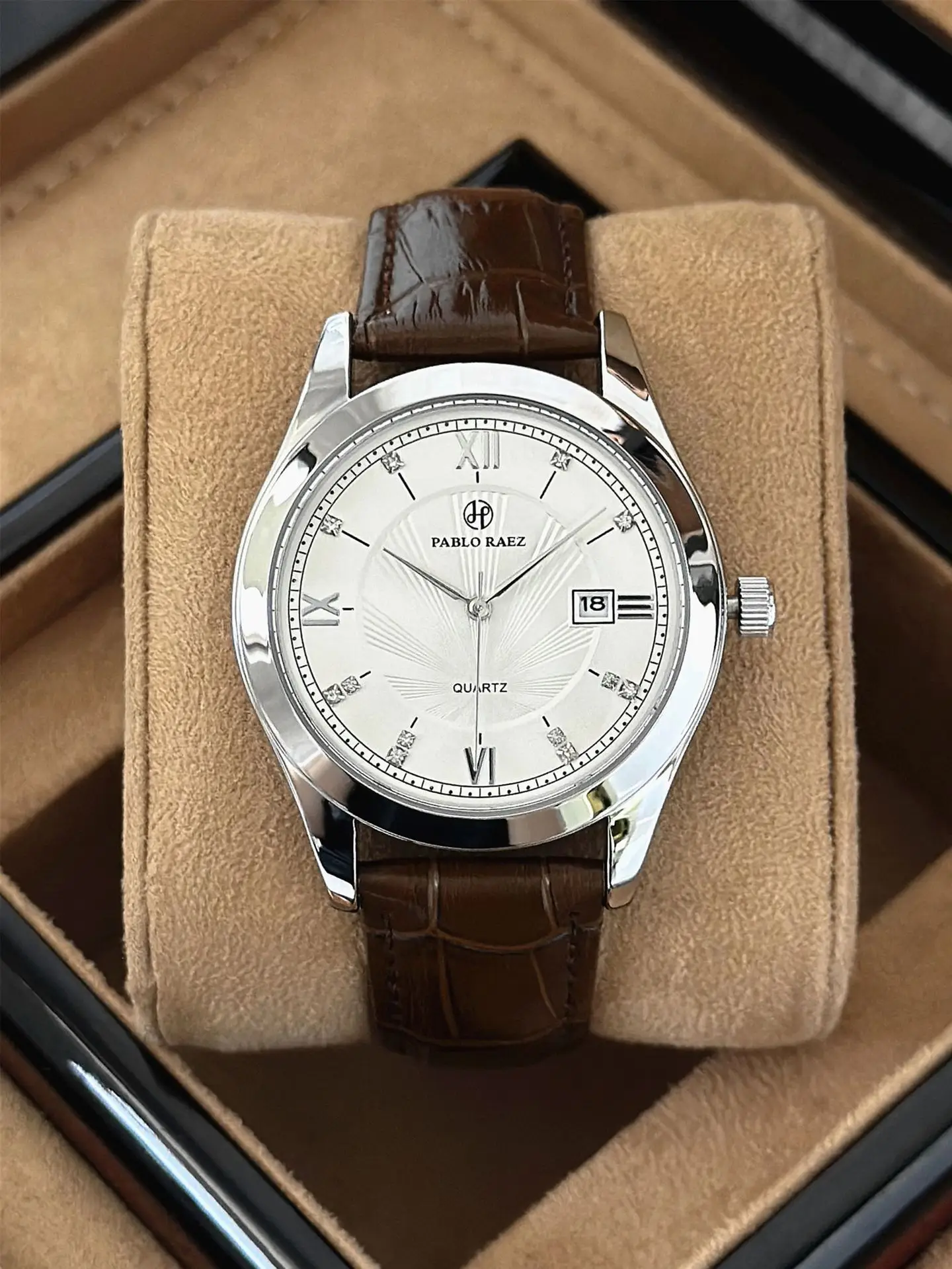 Pablo Raez Brown Men's Watch with Rose Gold Strap - Image 3