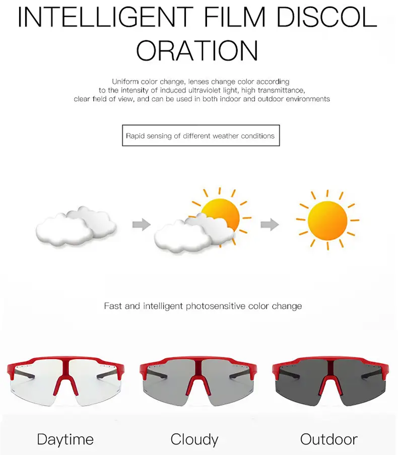 Men Women Night Running Sunglasses Photochromic Black Frame β feature 8