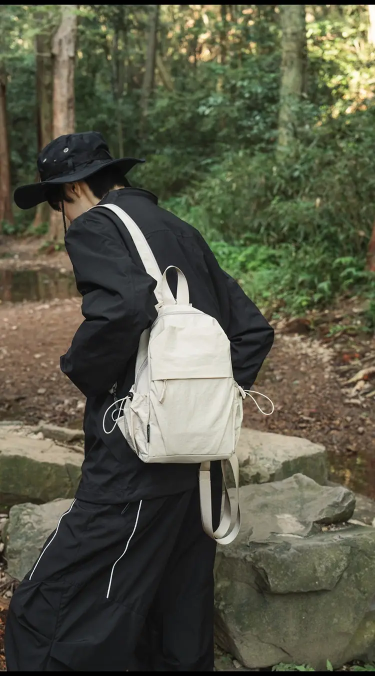 Men Women Black Multi Functional Backpack Shoulder Crossbody — feature 3
