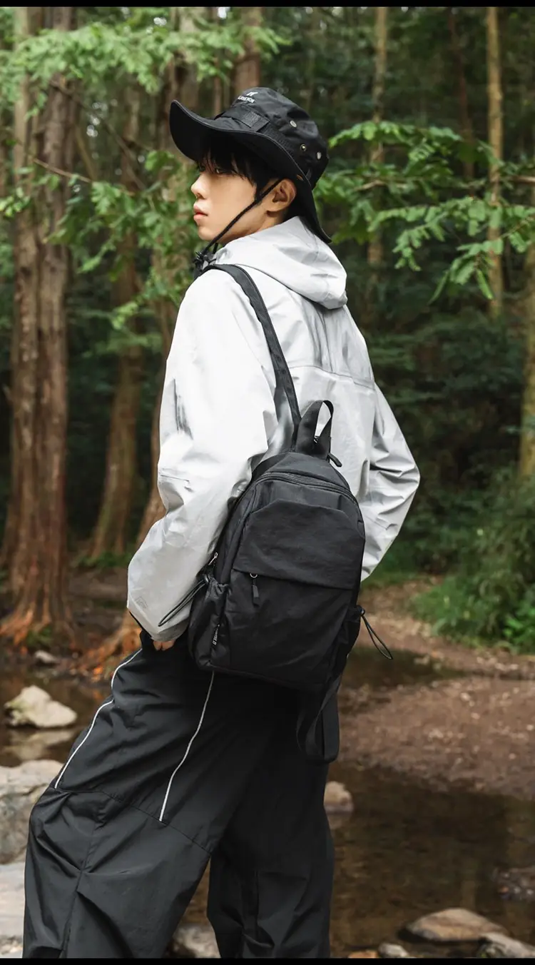 Men Women Black Multi Functional Backpack Shoulder Crossbody — feature 4