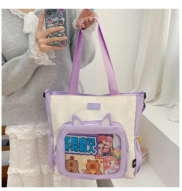 Cute Cartoon Student Backpacks Transparent Storage Shoulder Bag — feature 2
