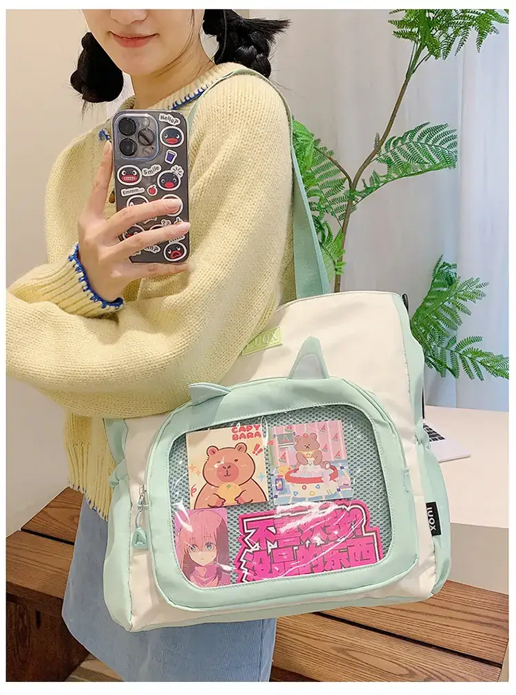 Cute Cartoon Student Backpacks Transparent Storage Shoulder Bag — feature 20