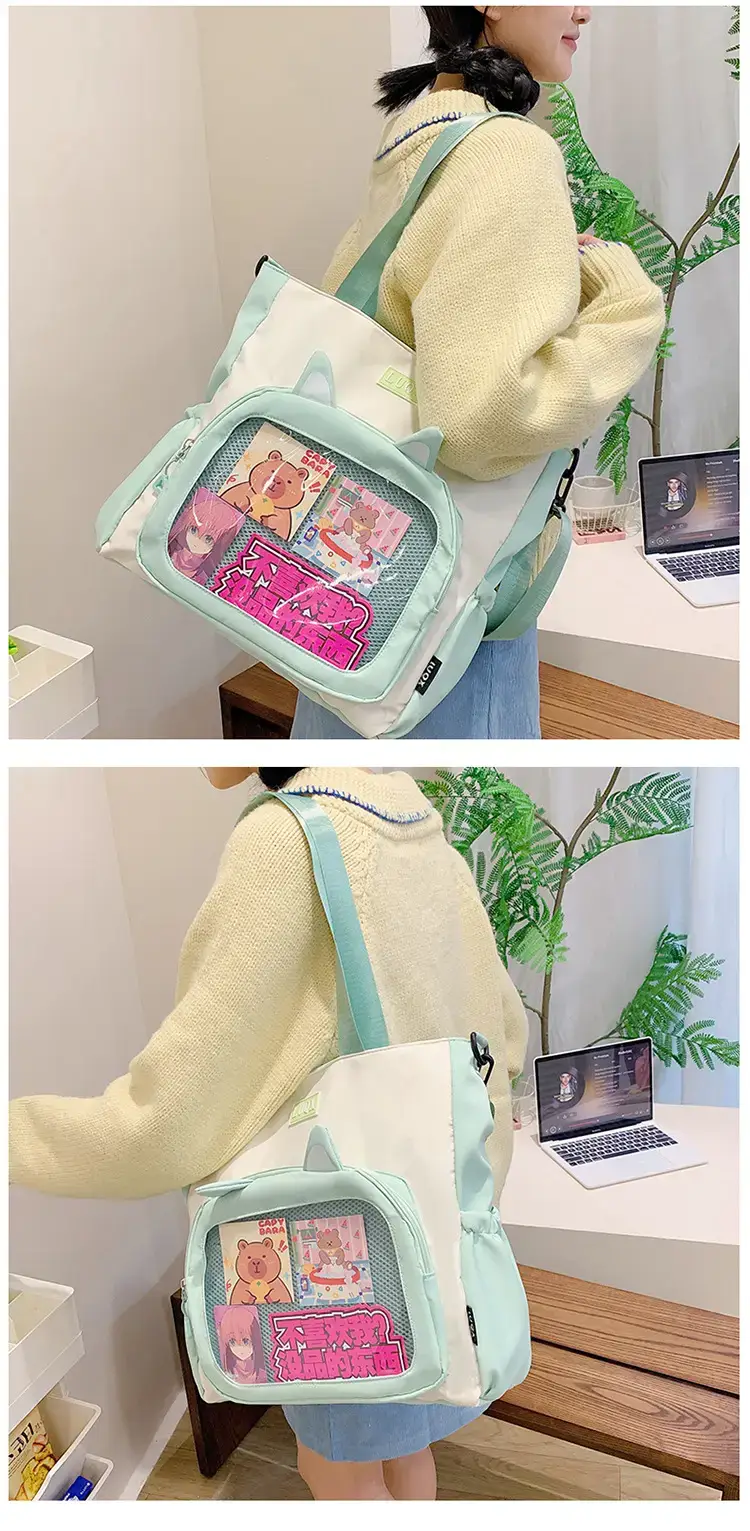 Cute Cartoon Student Backpacks Transparent Storage Shoulder Bag — feature 22