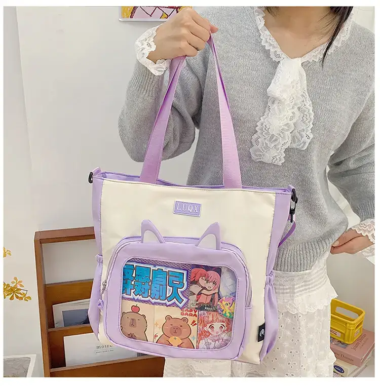 Cute Cartoon Student Backpacks Transparent Storage Shoulder Bag — feature 3