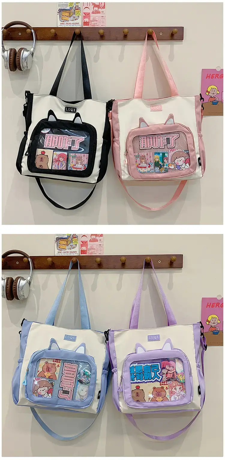 Cute Cartoon Student Backpacks Transparent Storage Shoulder Bag — feature 39