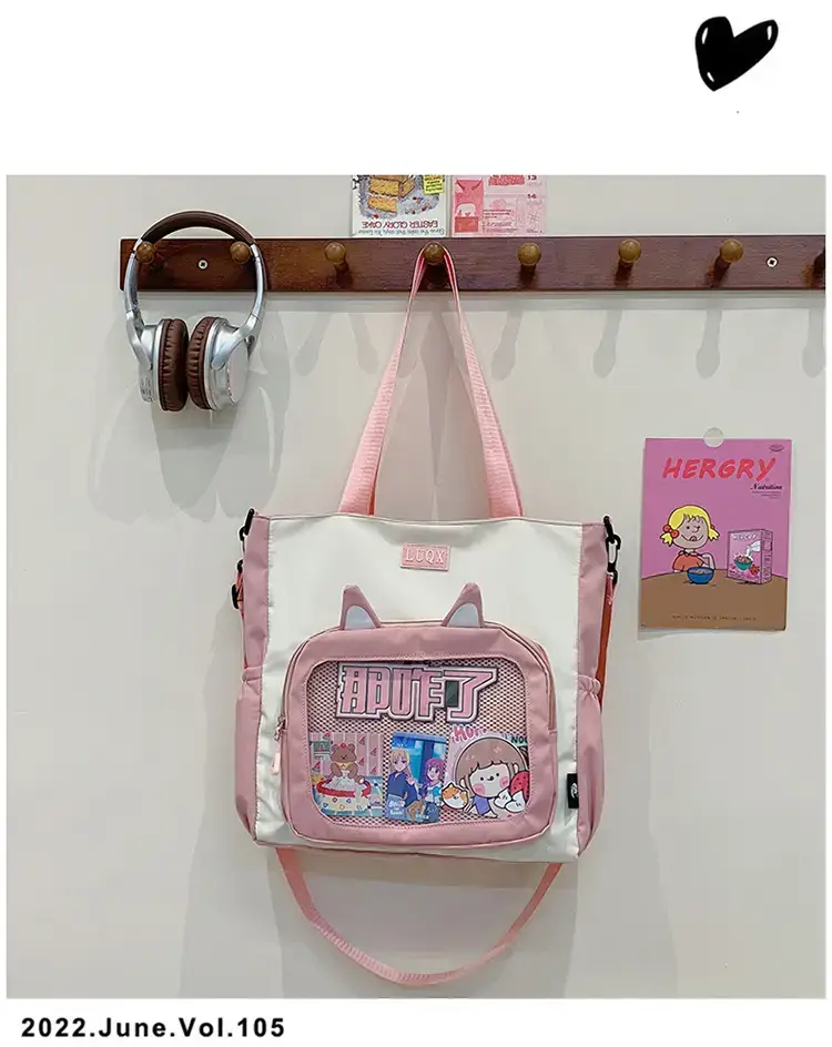 Cute Cartoon Student Backpacks Transparent Storage Shoulder Bag — feature 43