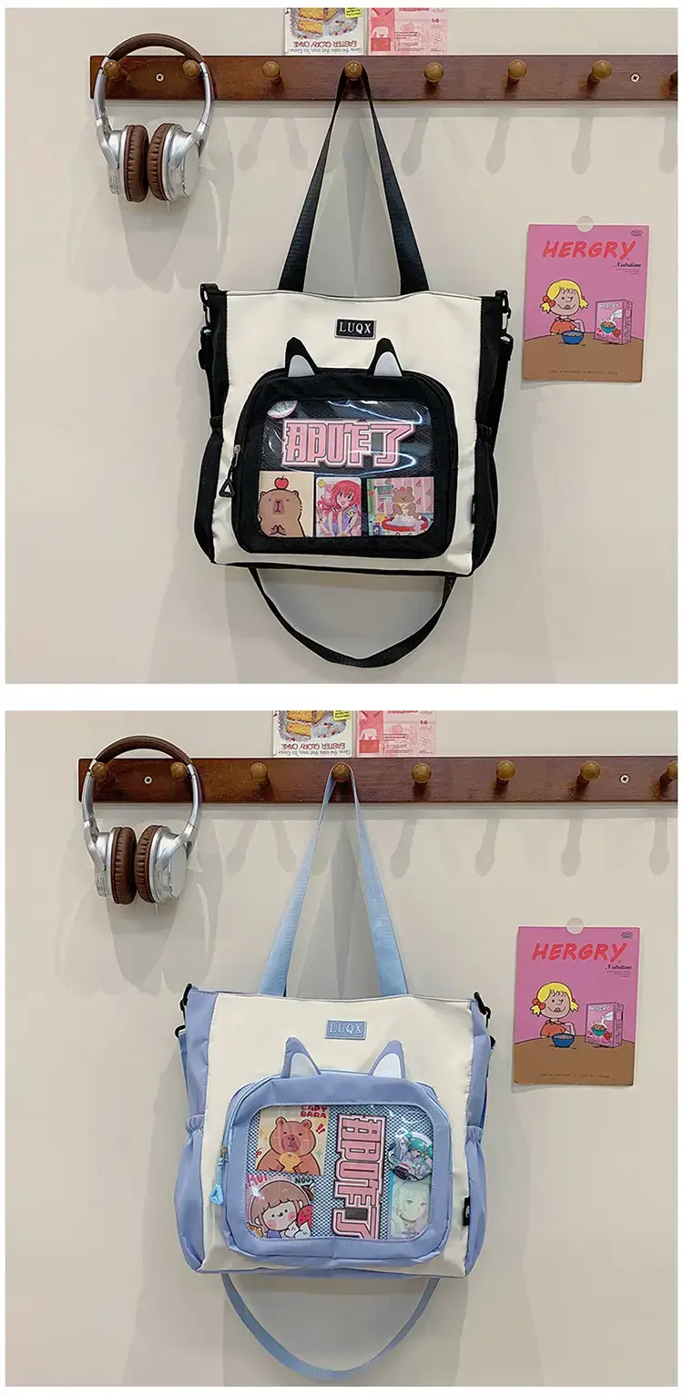 Cute Cartoon Student Backpacks Transparent Storage Shoulder Bag — feature 44