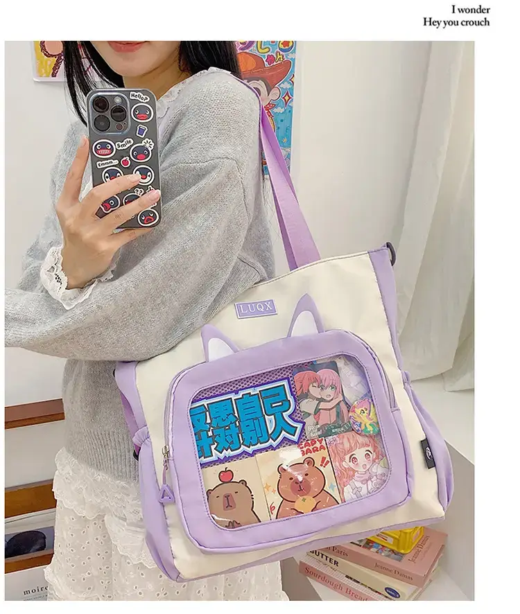 Cute Cartoon Student Backpacks Transparent Storage Shoulder Bag — feature 5
