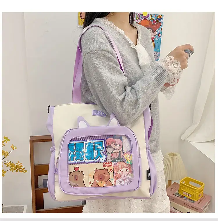 Cute Cartoon Student Backpacks Transparent Storage Shoulder Bag — feature 6