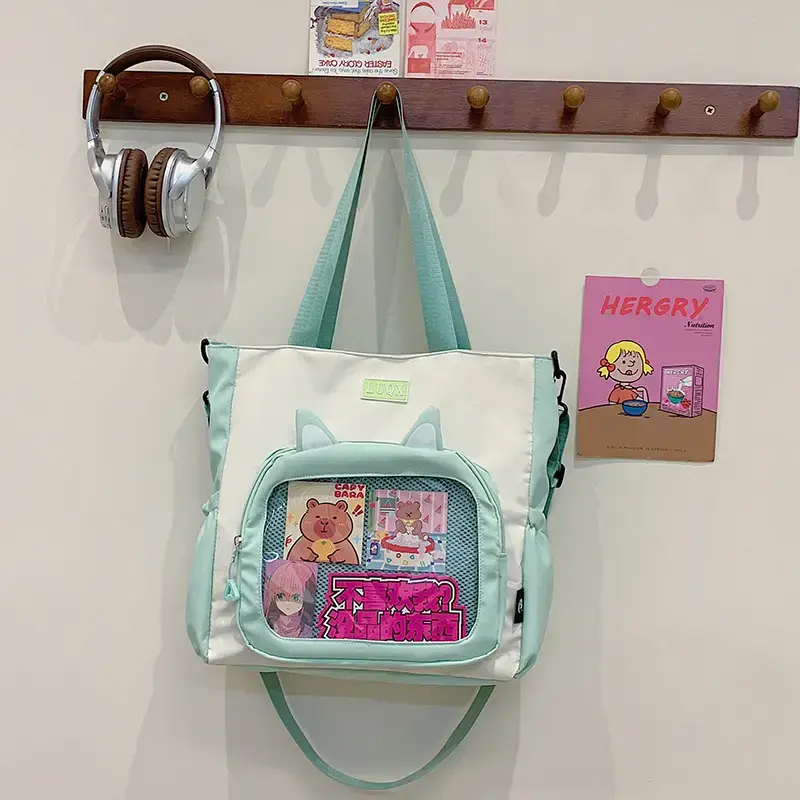 Cute Cartoon Student Backpacks Transparent Storage Shoulder Bag - Image 4
