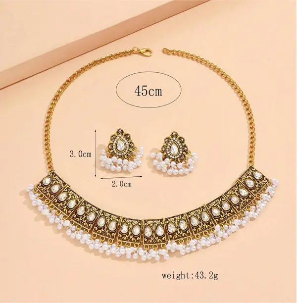 Europe and the United States cross-border fashion retro peacock wings drop spike exaggerated ladies necklace earrings jewelry suit — feature 6