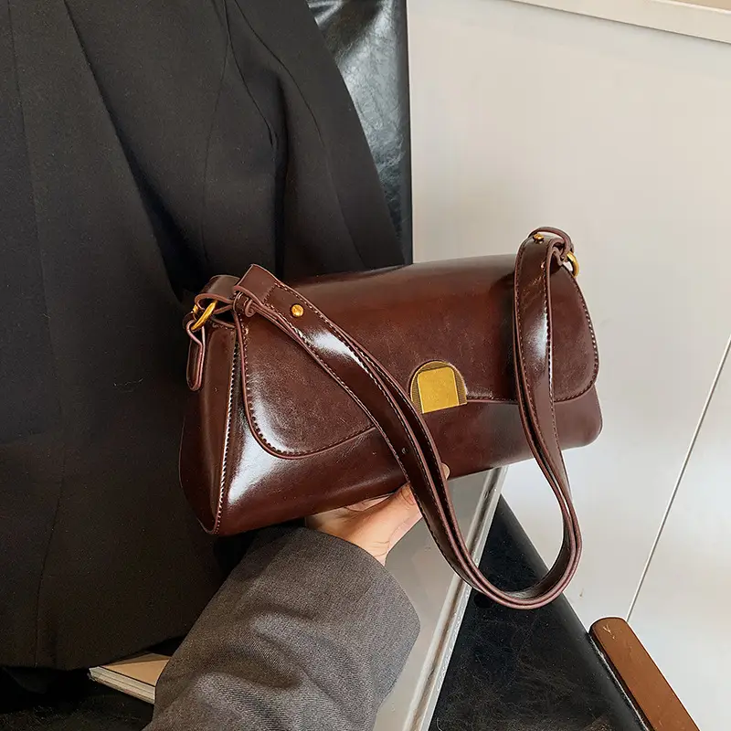 Retro Texture Crossbody Bag Women Gold 2024