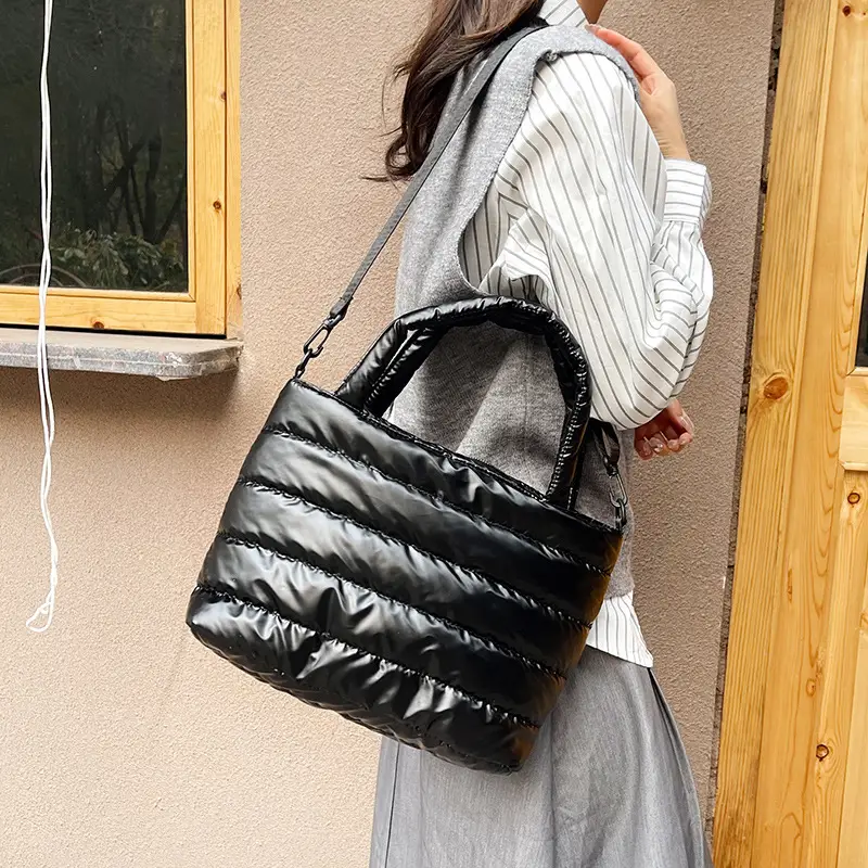 2025 Winter Korean Style Black Puffer Shoulder Bag - Image 6