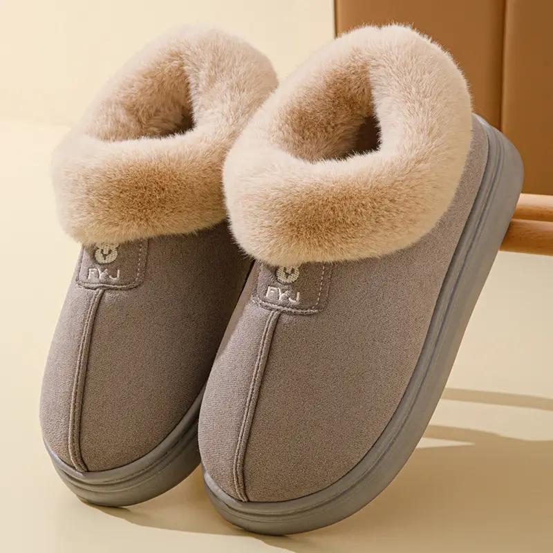 Cotton Slippers Autumn and Winter Women's Home Bag Heel Moon Shoes Thick Bottom Warm Couple fleece-lined Outdoor Wear Snow Boots for Men