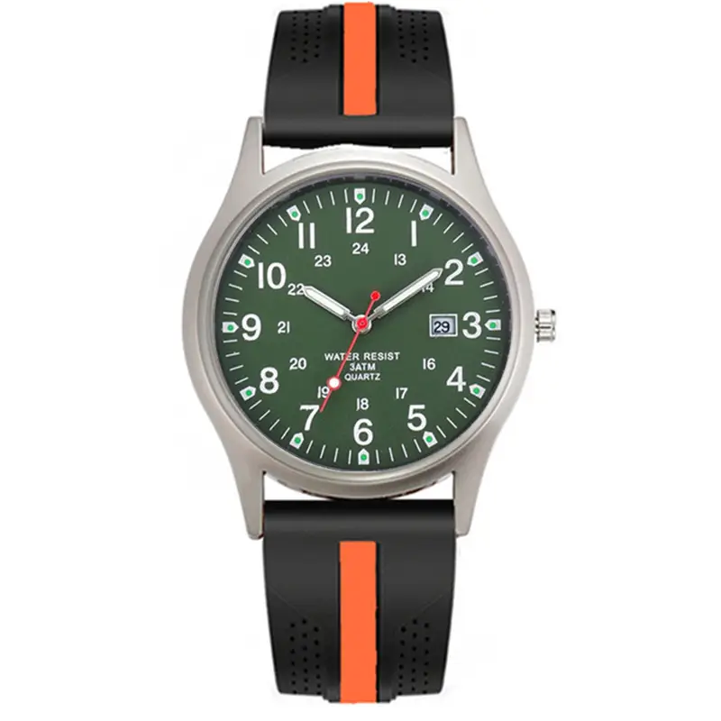 Men Quartz Watch Black Yellow Band Sport Date - Image 10