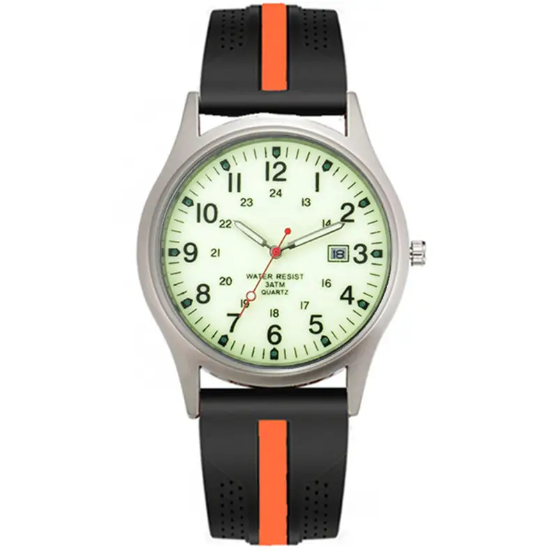 Men Quartz Watch Black Yellow Band Sport Date - Image 11