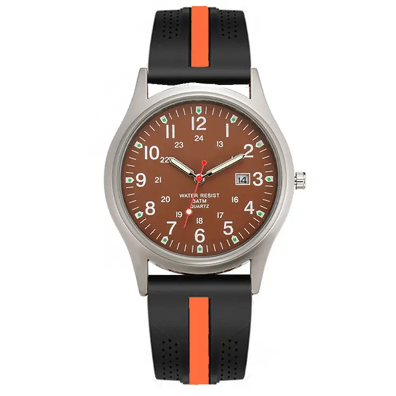 Men Quartz Watch Black Yellow Band Sport Date - Image 12