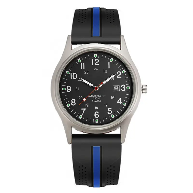 Men Quartz Watch Black Yellow Band Sport Date - Image 13