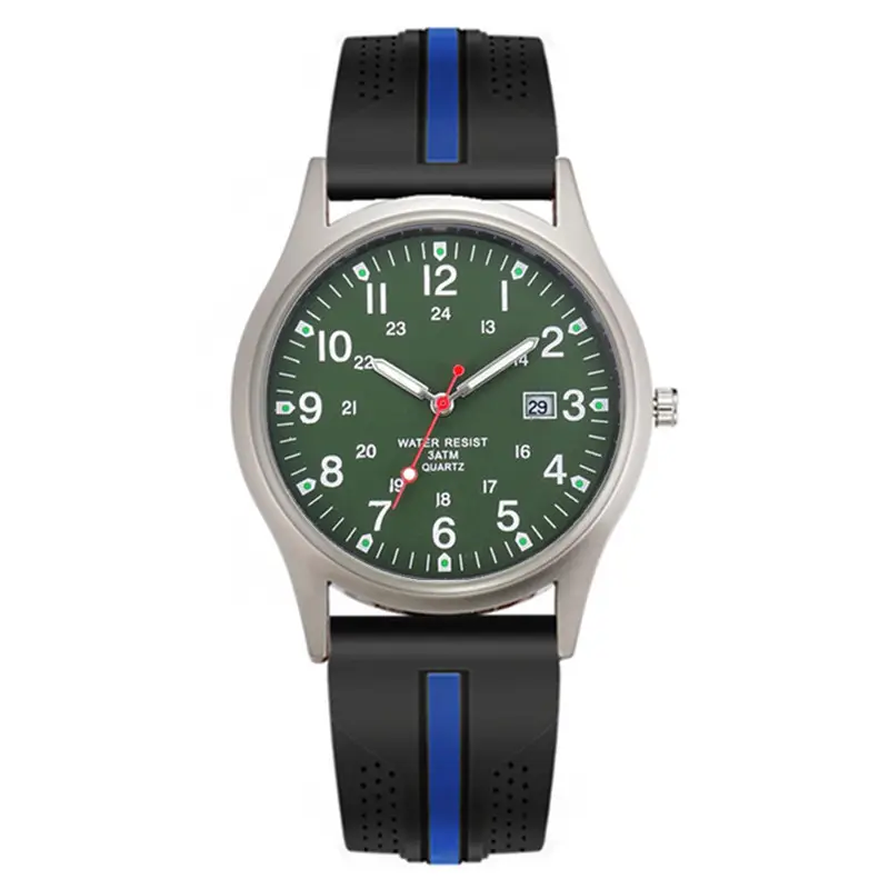 Men Quartz Watch Black Yellow Band Sport Date - Image 14