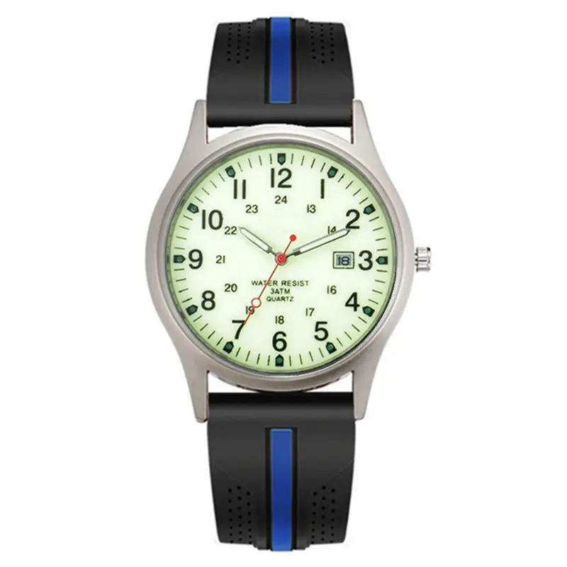 Men Quartz Watch Black Yellow Band Sport Date - Image 15