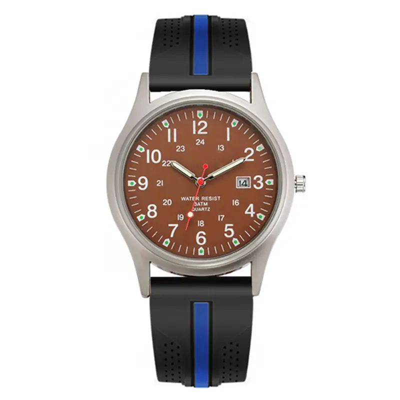Men Quartz Watch Black Yellow Band Sport Date - Image 16