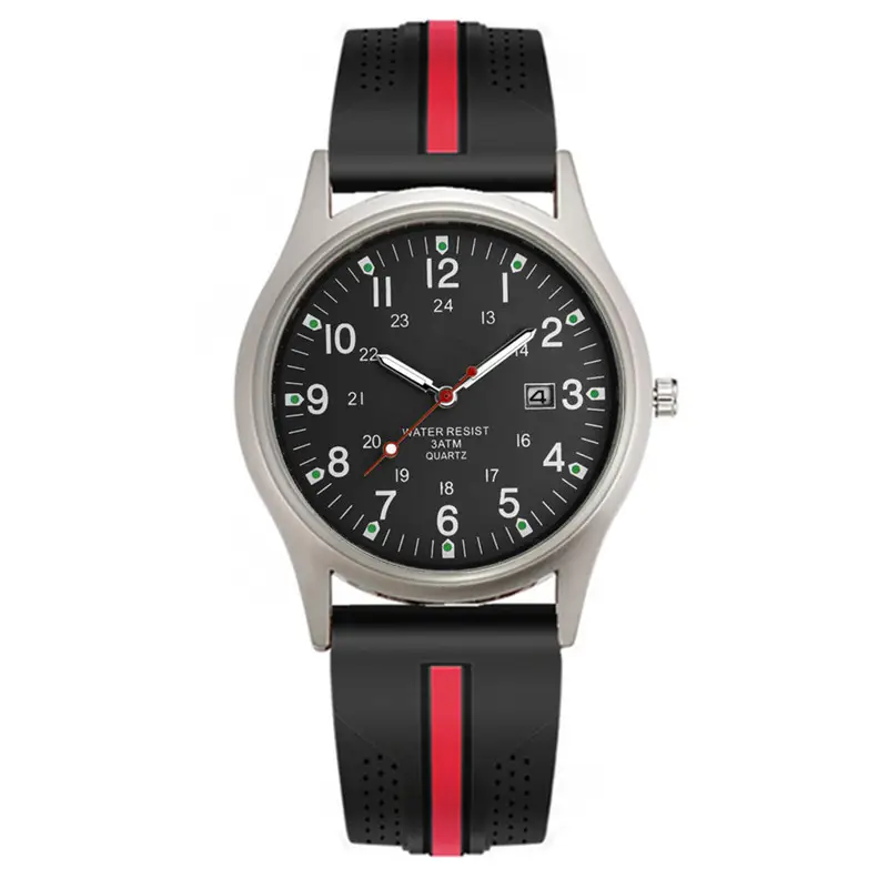 Men Quartz Watch Black Yellow Band Sport Date - Image 5
