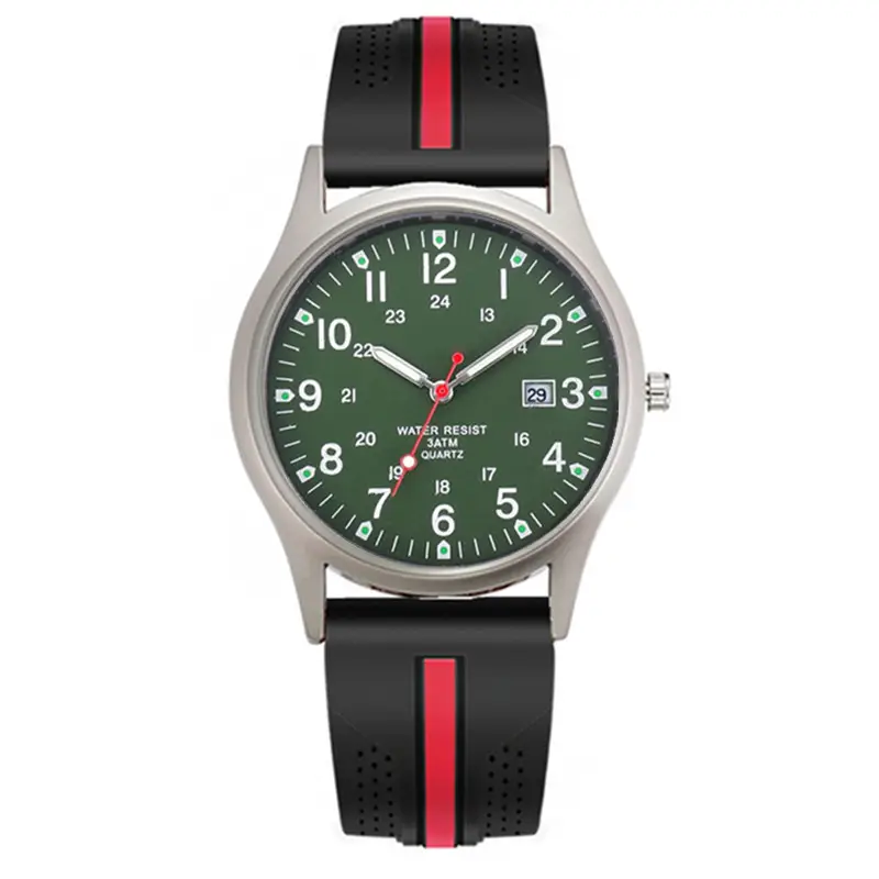 Men Quartz Watch Black Yellow Band Sport Date - Image 6