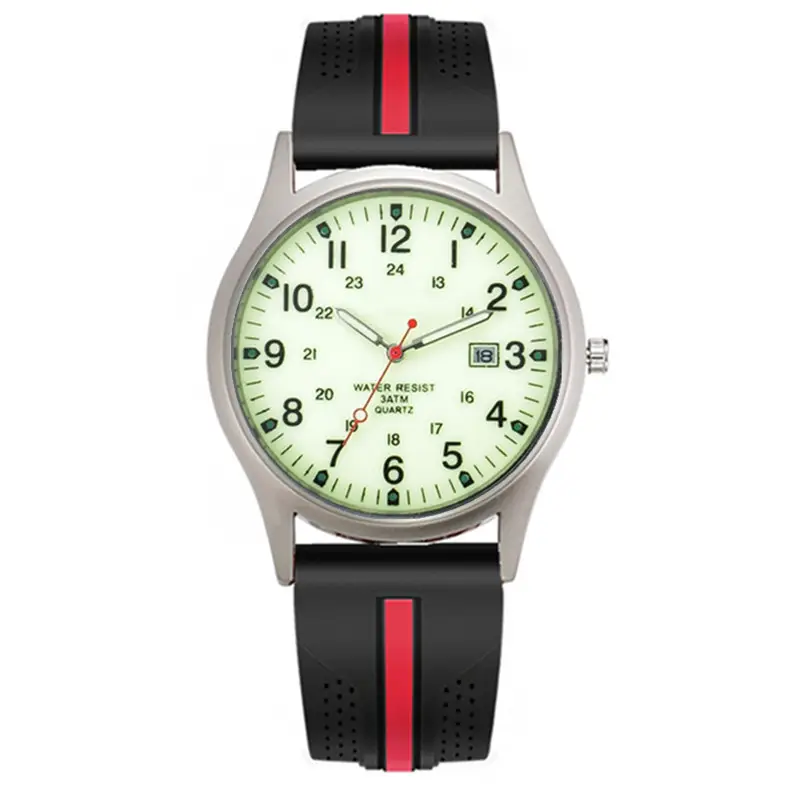Men Quartz Watch Black Yellow Band Sport Date - Image 7