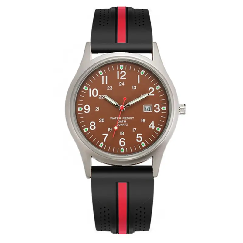 Men Quartz Watch Black Yellow Band Sport Date - Image 8
